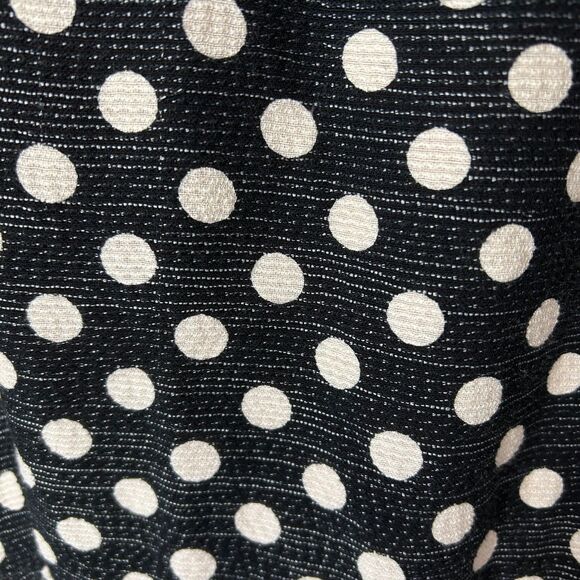 Anthropologie Maeve Nikola Black Cream Dot Print Lattice Neck SS Dress Size 12 - Picture 12 of 16